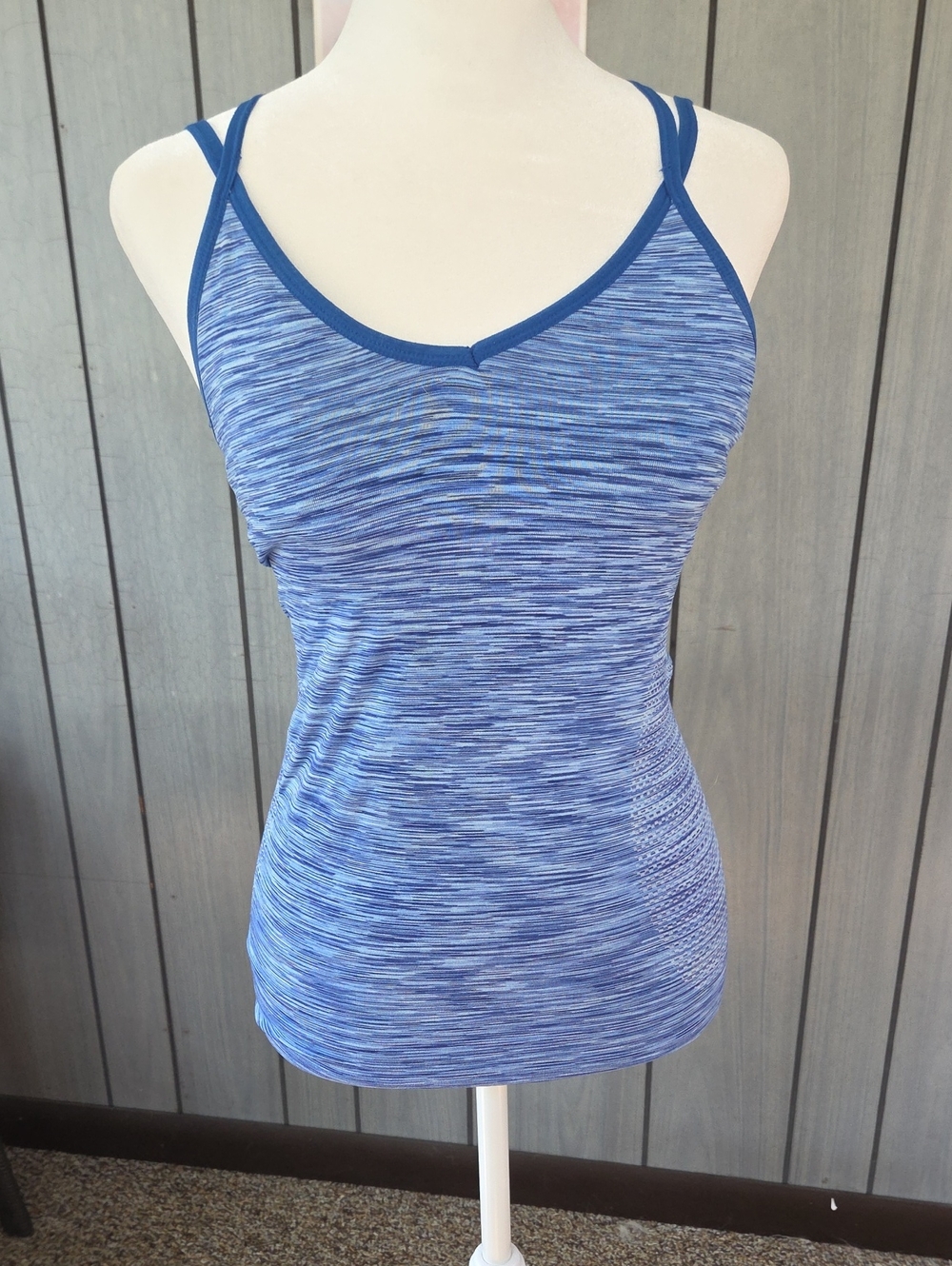 Avia Blue Space-Dye Seamless Work-Out Top